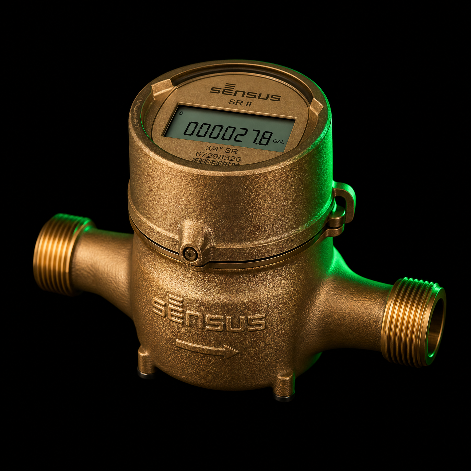 Sensus SR II brass water meter 3D render